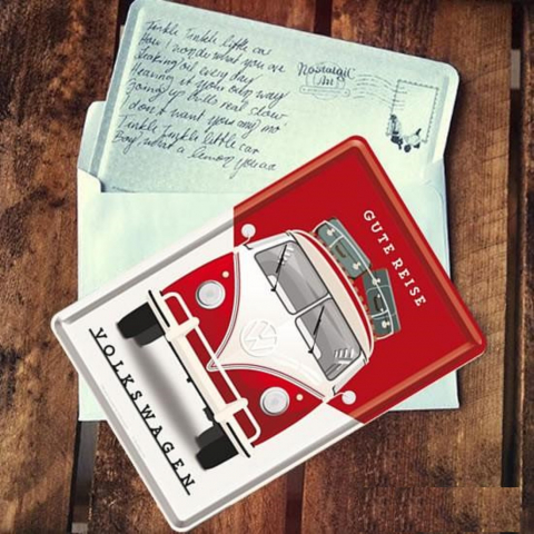 Carte postala metalica Volkswagen - Gute Reise - Forma Buna [4]