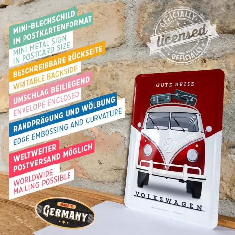 Carte postala metalica Volkswagen - Gute Reise - Forma Buna [3]