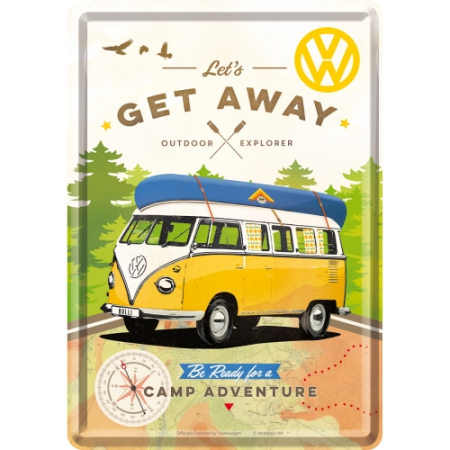 PLACI - Carte postala metalica Volkswagen Let's Get Away - Hai sa o intindem