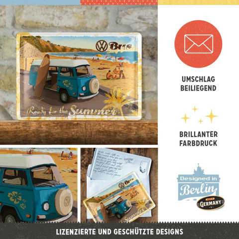 Carte postala metalica Volkswagen - Ready for the summer - Pregatiti pentru vara [3]