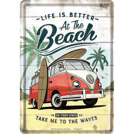 Carte postala metalica VW Bulli - Beach - Plaja