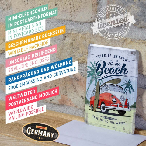 Carte postala metalica VW Bulli - Beach - Plaja [2]