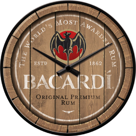 CEASURI DE PERETE - Ceas de perete Bacardi - Wood Barrel Logo