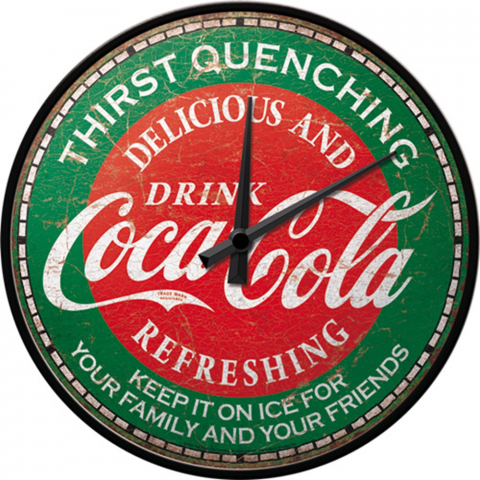 CEASURI DE PERETE - Ceas de perete Coca-Cola Thirst Quenching Green 31cm - Potoleste Setea