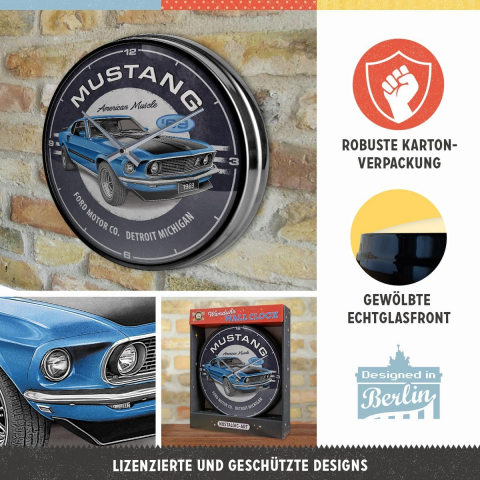 CEAS DE PERETE Ford Mustang - 1969 Mach 1 Blue 31 cm [2]