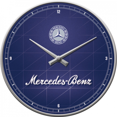 CEASURI DE PERETE - Ceas de perete Mercedes-Benz Silver & Blue 31cm - Albastru si Argintiu