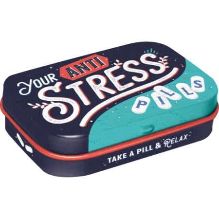 CUTII DE BUZUNAR - Cutie metalica de buzunar Anti Stress Pills - Pastile anti-stres