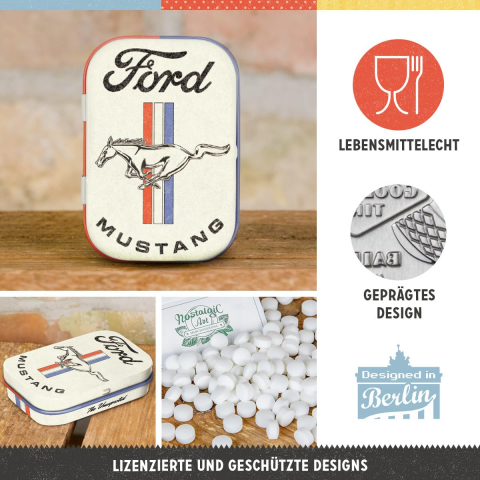 Cutie metalica de buzunar Ford Mustang - Horse & Stripes Logo - Sigla cu cal si dungi [2]