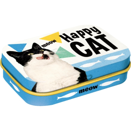 CUTII DE BUZUNAR - Cutie metalica de buzunar Happy Cat - Pisica fericita
