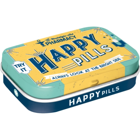 CUTII DE BUZUNAR - Cutie metalica de buzunar Happy Pills - Pastile de fericire