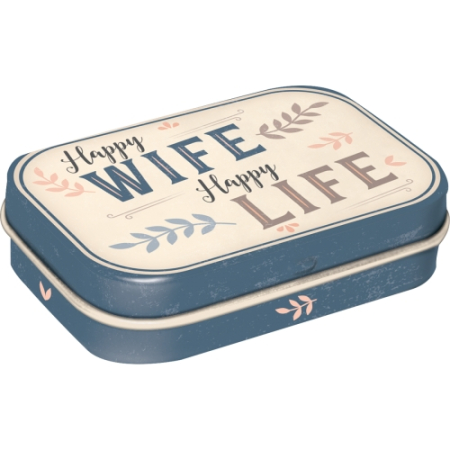 CUTII DE BUZUNAR - Cutie metalica de buzunar Happy Wife Happy Life - Nevasta fericita - Viata fericita