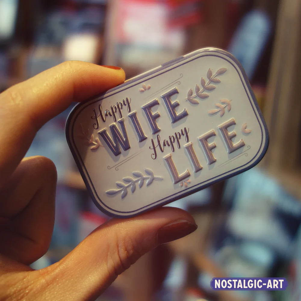 Cutie metalica de buzunar Happy Wife Happy Life - Nevasta fericita - Viata fericita [2]