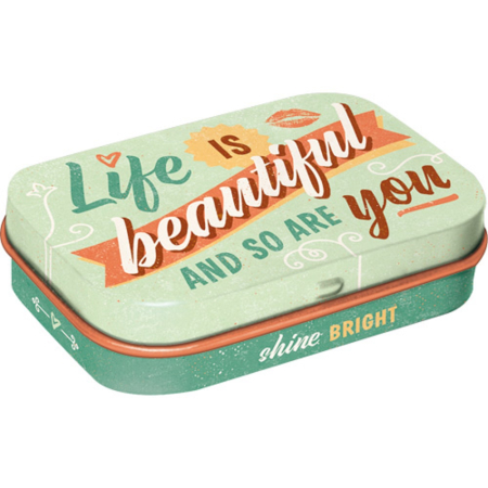 CUTII DE BUZUNAR - Cutie metalica de buzunar Life is beautiful and so are you - Viata e frumoasa si la fel si tu