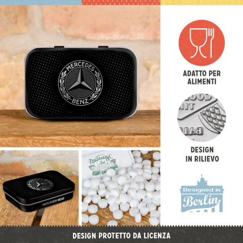 Cutie metalica de buzunar XL Mercedes-Benz Logo Negru si Argintiu [2]