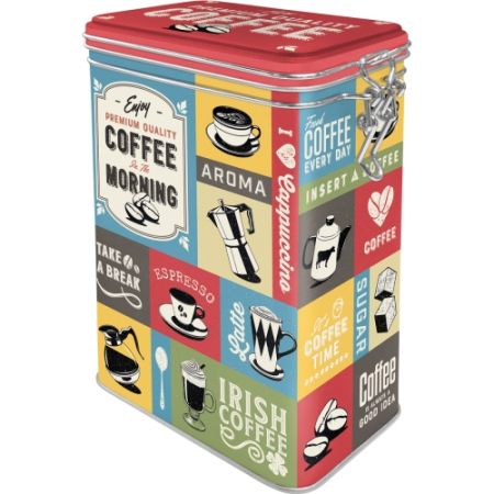 CUTII DEPOZITARE - Cutie metalica etansa Coffee Collage - Colaj de cafele