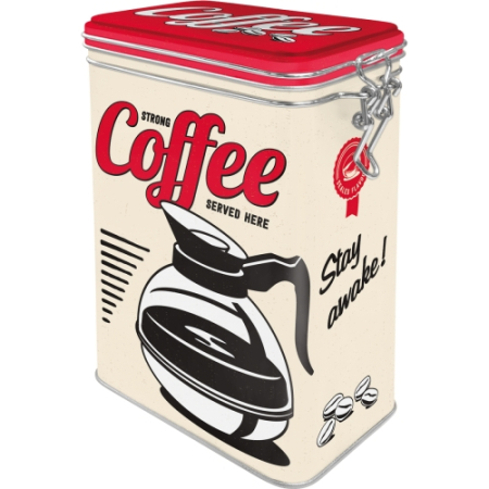 Cutie metalica etansa Strong Coffee Served Here - Cafea tare servita aici