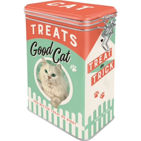 CUTII DEPOZITARE - Cutie metalica etansa Treats Good Cat - Recompense pentru pisici cuminti