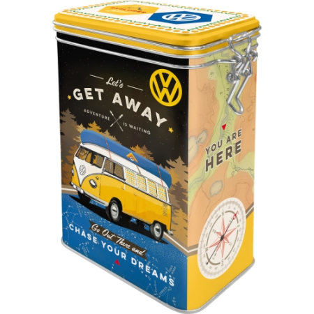 CUTII DEPOZITARE - Cutie metalica etansa Volkswagen Bulli-Let's Get Away! - Hai sa o intindem