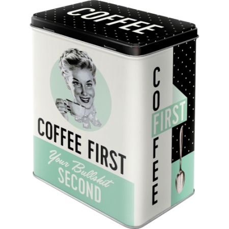 CUTII DEPOZITARE - Cutie metalica L Coffee First - Mai intai cafeaua