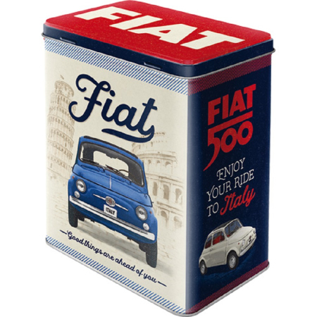 CUTII DEPOZITARE - Cutie metalica L Fiat 500 - Good things are ahead of you - Lucruri bune te asteapta