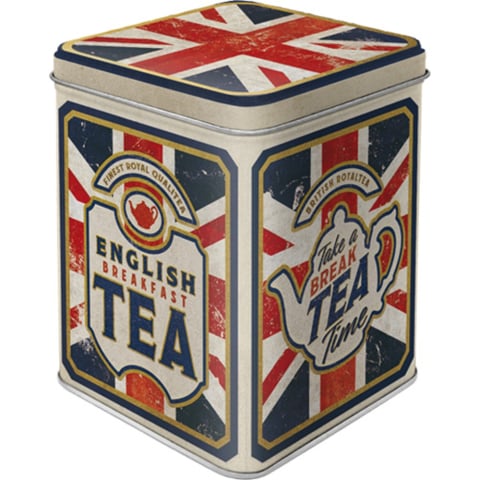 CUTII DEPOZITARE - Cutie metalica pentru Ceai English Tea 7.5 x 7.5 x 9.5 cm