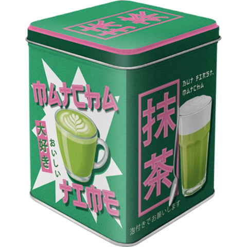 CUTII DEPOZITARE - Cutie metalica pentru Ceai Matcha Time 7.5 x 7.5 x 9.5 cm