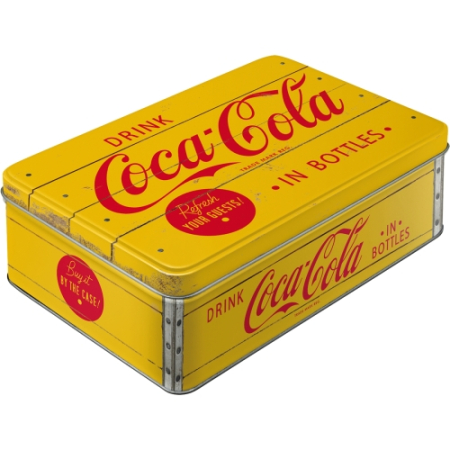 CUTII DEPOZITARE - Cutie metalica plata Coca-Cola - Logo Yellow