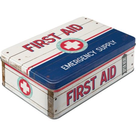 CUTII DEPOZITARE - Cutie metalica plata First Aid II - Primul Ajutor 