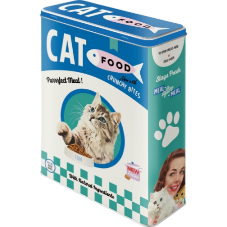 CUTII DEPOZITARE - Cutie metalica XL Cat Food Fish - Hrana pentru pisici