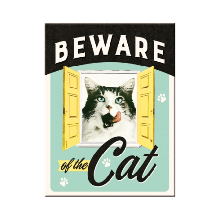 MAGNETI - Magnet 6x8 cm Beware of the Cat - Atentie la pisica
