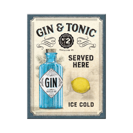 MAGNETI - Magnet 6x8 cm Gin & Tonic Served Here - Gin Tonic servit aici