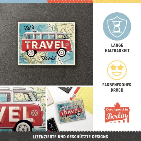 Magnet 6x8 cm VW Bulli Let's Travel The World - Sa calatorim in toata lumea [2]