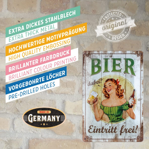 Placa 20x30 Bier dabei - Eintritt frei - Berea este gratuita [3]