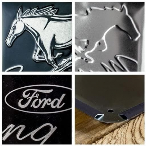 Placa 20x30 Ford Mustang - Horse Logo Black - Sigla Cal Negru [2]