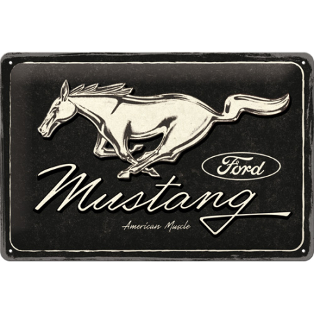 PLACI - Placa 20x30 Ford Mustang - Horse Logo Black - Sigla Cal Negru