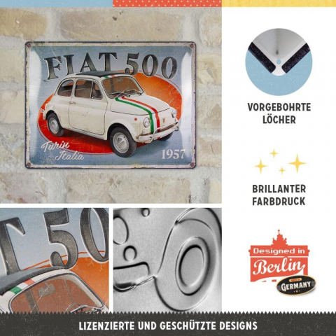 Placa 30x40 Fiat 500 - Turin Italia [2]