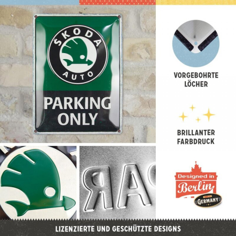 Placa 30x40 Skoda - Parking Only - Parcare numai pentru Skoda [2]