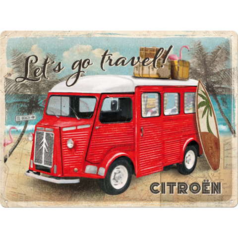 PLACI - Placa decor 30x40 Citroen Type H Let's go travel - Hai sa calatorim