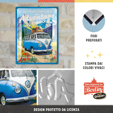 Placa decor 30x40 VW Bulli Ready for a new Adventure [2]