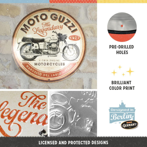 Placa decor 35cm Moto Guzzi The Legendary V Twin Engine -Legendarul Motor V-Twin [2]