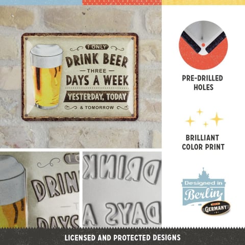 Placa decor metalica 15x20 Drink Beer Three Days - Beau bere 3 zile [2]
