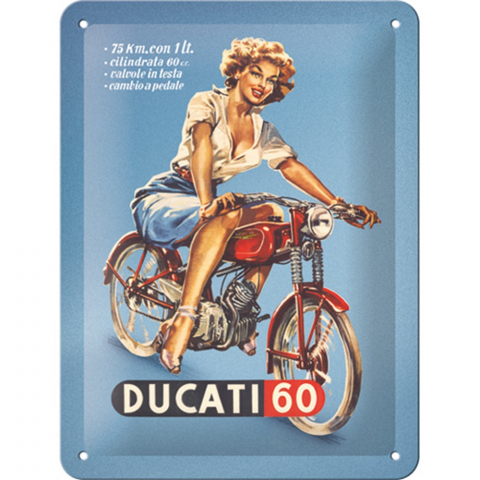 PLACI - Placa decor metalica 15x20 Ducati Cilindrata 60 Pin Up