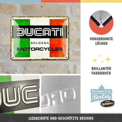 Placa decor metalica 15x20 Ducati Italy Giugiaro Logo [2]