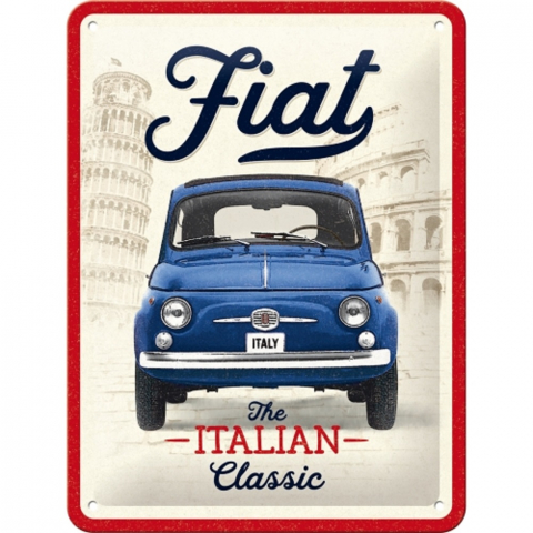 PLACI - Placa decor metalica 15x20 Fiat 500 - The Italian Classic - Clasicul italienesc