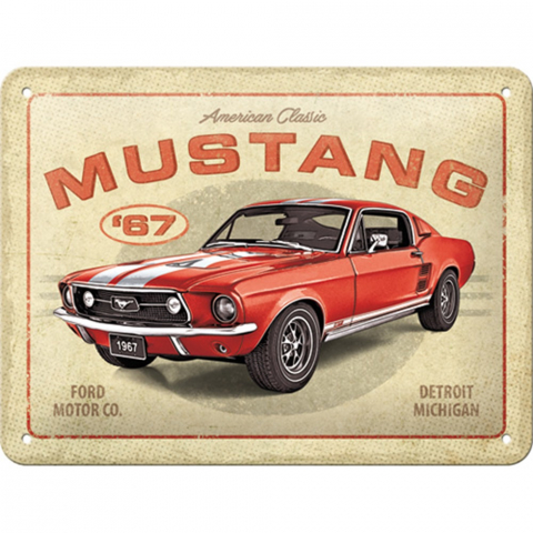 PLACI - Placa decor metalica 15x20 Ford Mustang GT 1967 Rosu