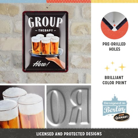 Placa decor metalica 15x20 Group Therapy - Beer - Bere - Terapie de grup [2]