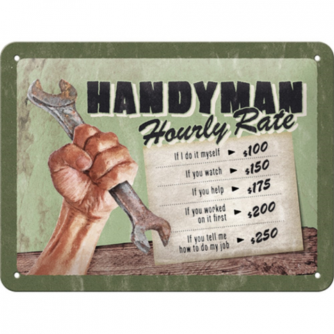 PLACI - Placa decor metalica 15x20 Handyman Hourly Rate - Mesterul si tariful orar