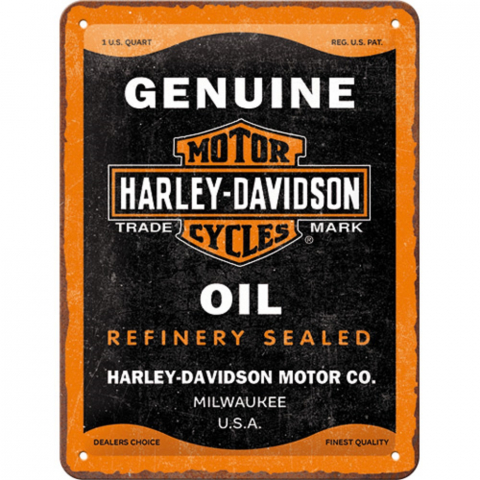 PLACI - Placa decor metalica 15x20 Harley-Davidson Genuine Oil - Ulei de motor autentic