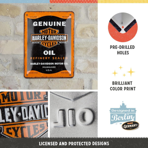 Placa decor metalica 15x20 Harley-Davidson Genuine Oil - Ulei de motor autentic [2]