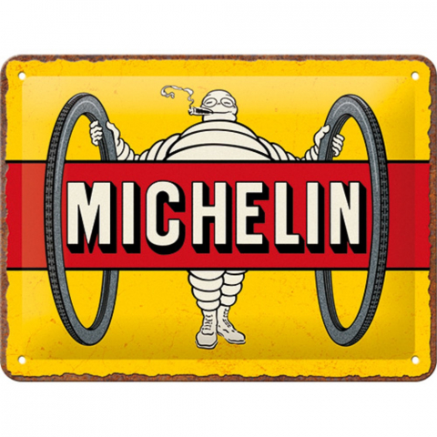 PLACI - Placa decor metalica 15x20 Michelin Tyres Bibendum Yellow - Cauciucuri Michelin - Galben